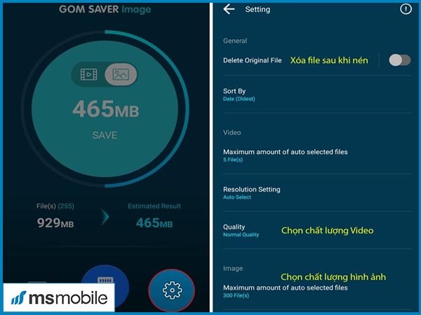 Ngoài việc chọn nén toàn bộ video và ảnh thì bạn cũng có thể chọn từng file cụ thể